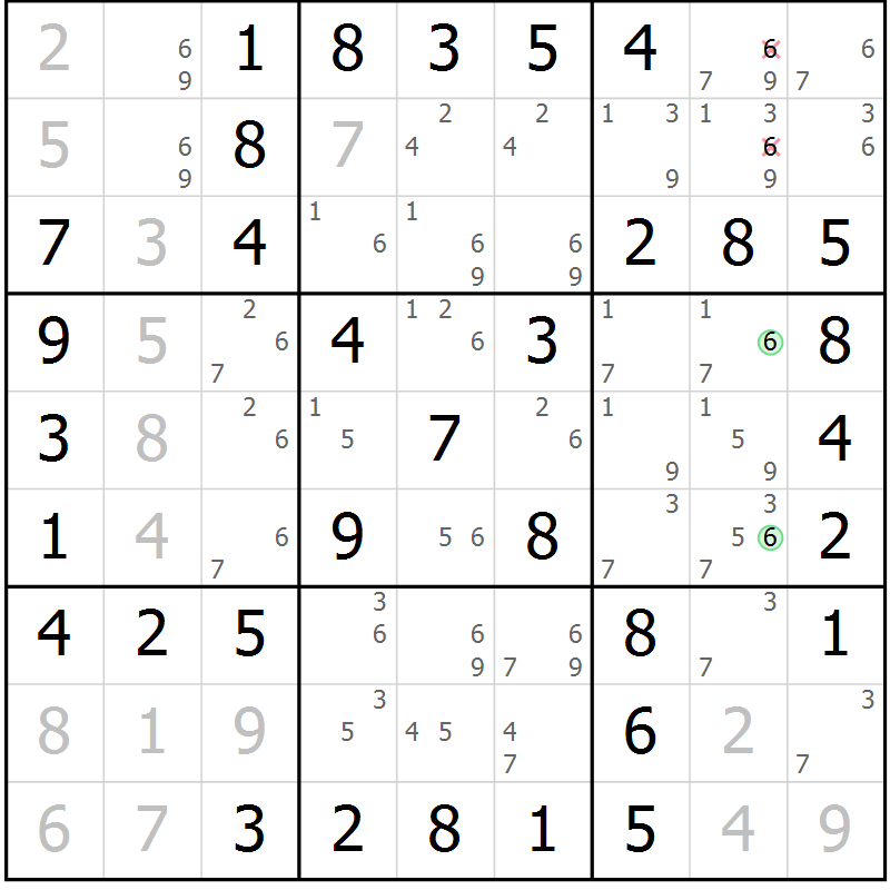 Position des candidats pour la solution de la Gr 30 page 33 du magazine de sudoku Virtuose n° 112