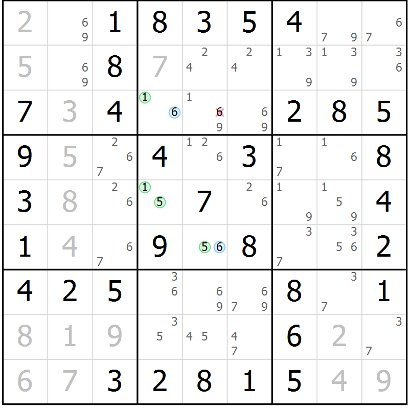 Position des candidats pour la solution de la Gr 30 page 33 du magazine de sudoku Virtuose n° 112