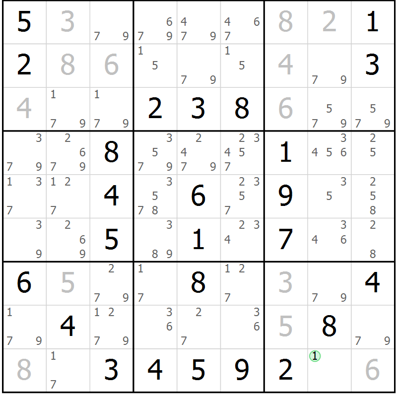 Position des candidats pour la solution de la Gr 32 page 35 du magazine de sudoku Virtuose n° 112