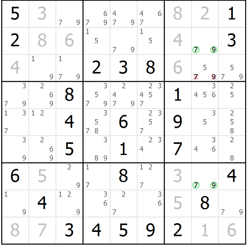 Position des candidats pour la solution de la Gr 32 page 35 du magazine de sudoku Virtuose n° 112
