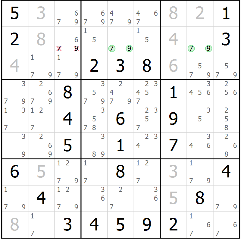 Position des candidats pour la solution de la Gr 32 page 35 du magazine de sudoku Virtuose n° 112