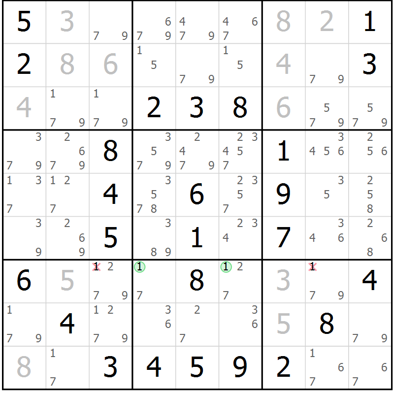 Position des candidats pour la solution de la Gr 32 page 35 du magazine de sudoku Virtuose n° 112