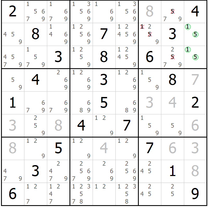 Position des candidats pour la solution de la Gr 34 page 37 du magazine de sudoku Virtuose n° 112