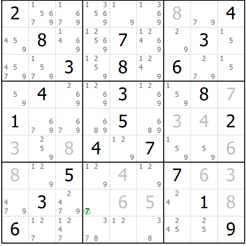 Position des candidats pour la solution de la Gr 34 page 37 du magazine de sudoku Virtuose n° 112
