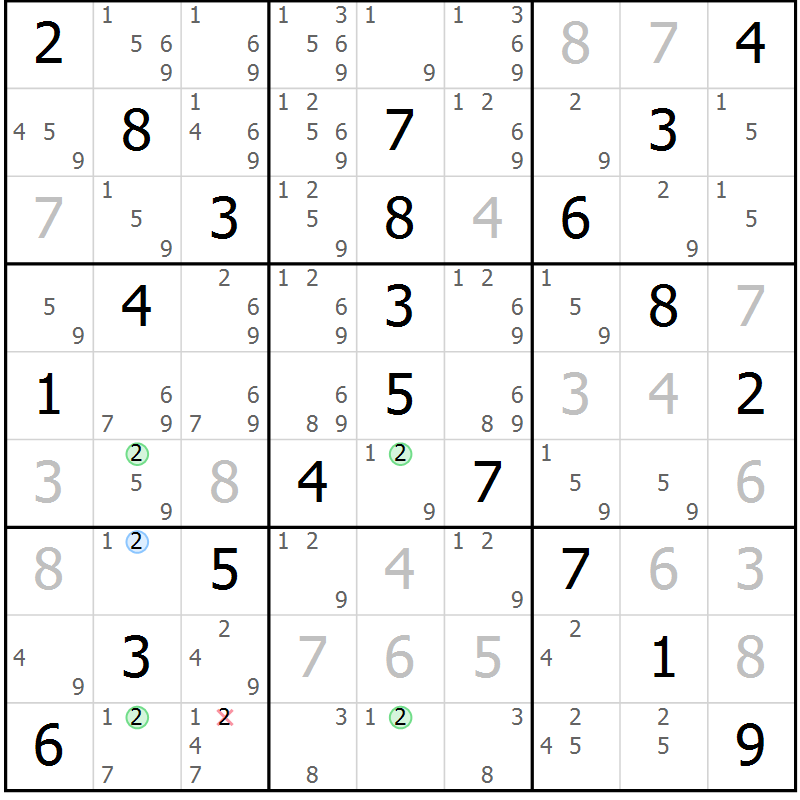 Position des candidats pour la solution de la Gr 34 page 37 du magazine de sudoku Virtuose n° 112