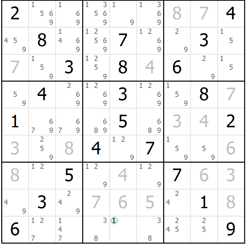 Position des candidats pour la solution de la Gr 34 page 37 du magazine de sudoku Virtuose n° 112