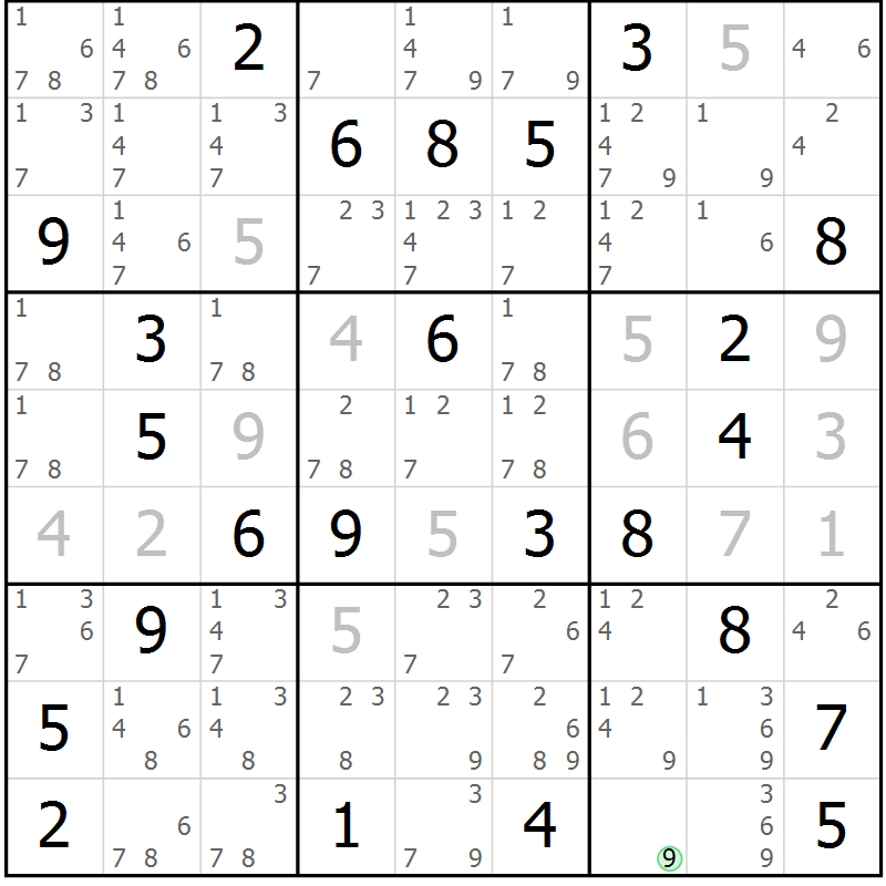 Position des candidats pour la solution de la Gr 37 page 40 du magazine de sudoku Virtuose n° 112