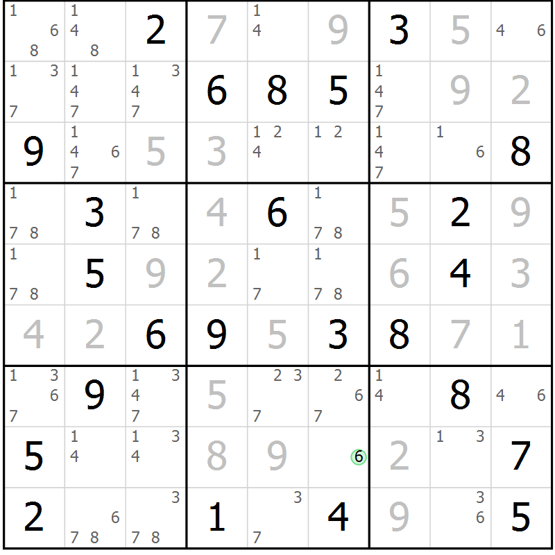 Position des candidats pour la solution de la Gr 37 page 40 du magazine de sudoku Virtuose n° 112