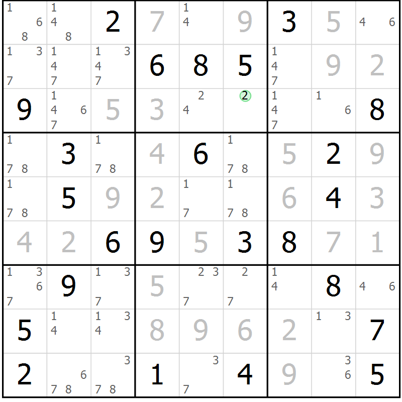 Position des candidats pour la solution de la Gr 37 page 40 du magazine de sudoku Virtuose n° 112