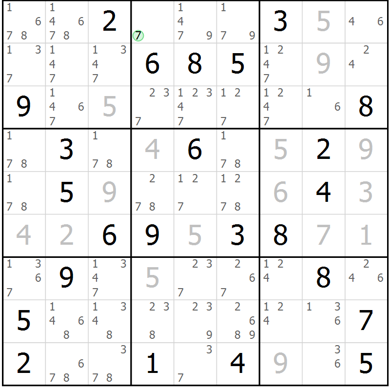 Position des candidats pour la solution de la Gr 37 page 40 du magazine de sudoku Virtuose n° 112