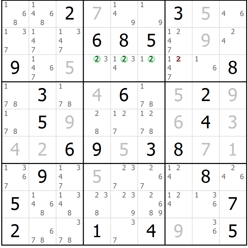 Position des candidats pour la solution de la Gr 37 page 40 du magazine de sudoku Virtuose n° 112