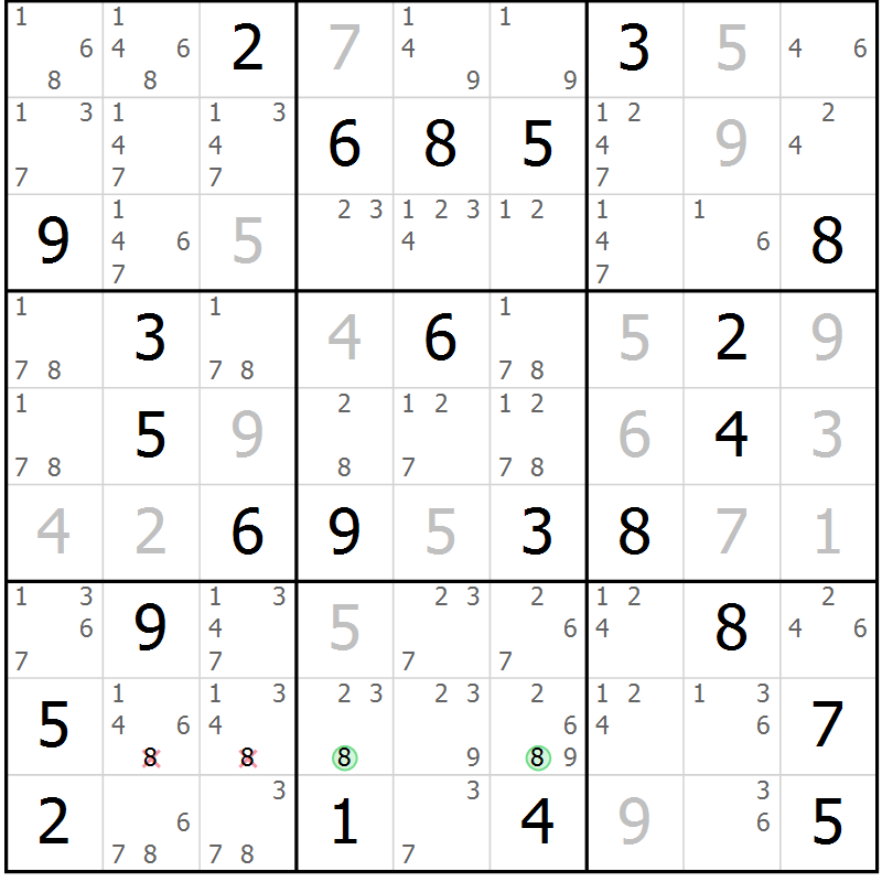 Position des candidats pour la solution de la Gr 37 page 40 du magazine de sudoku Virtuose n° 112
