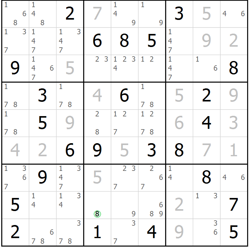 Position des candidats pour la solution de la Gr 37 page 40 du magazine de sudoku Virtuose n° 112