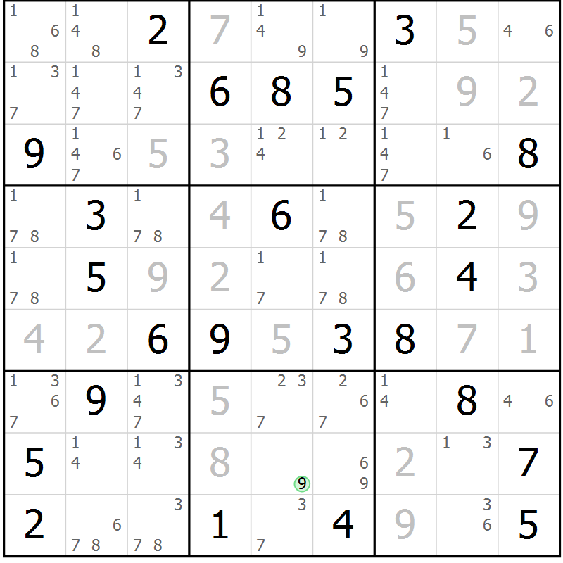 Position des candidats pour la solution de la Gr 37 page 40 du magazine de sudoku Virtuose n° 112
