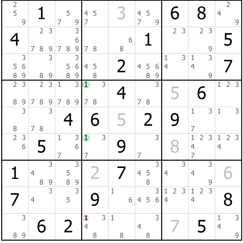 Position des candidats pour la solution de la Gr 38 page 41 du magazine de sudoku Virtuose n° 112