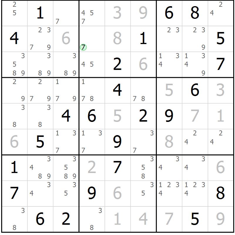 Position des candidats pour la solution de la Gr 38 page 41 du magazine de sudoku Virtuose n° 112