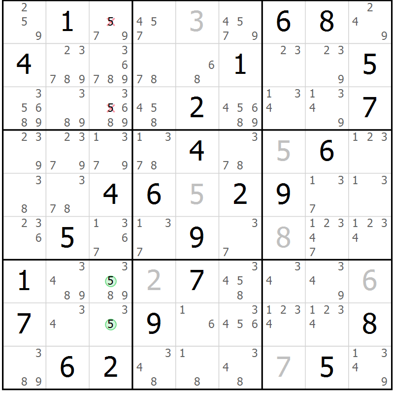 Position des candidats pour la solution de la Gr 38 page 41 du magazine de sudoku Virtuose n° 112