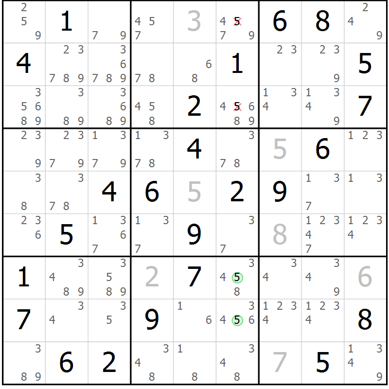 Position des candidats pour la solution de la Gr 38 page 41 du magazine de sudoku Virtuose n° 112