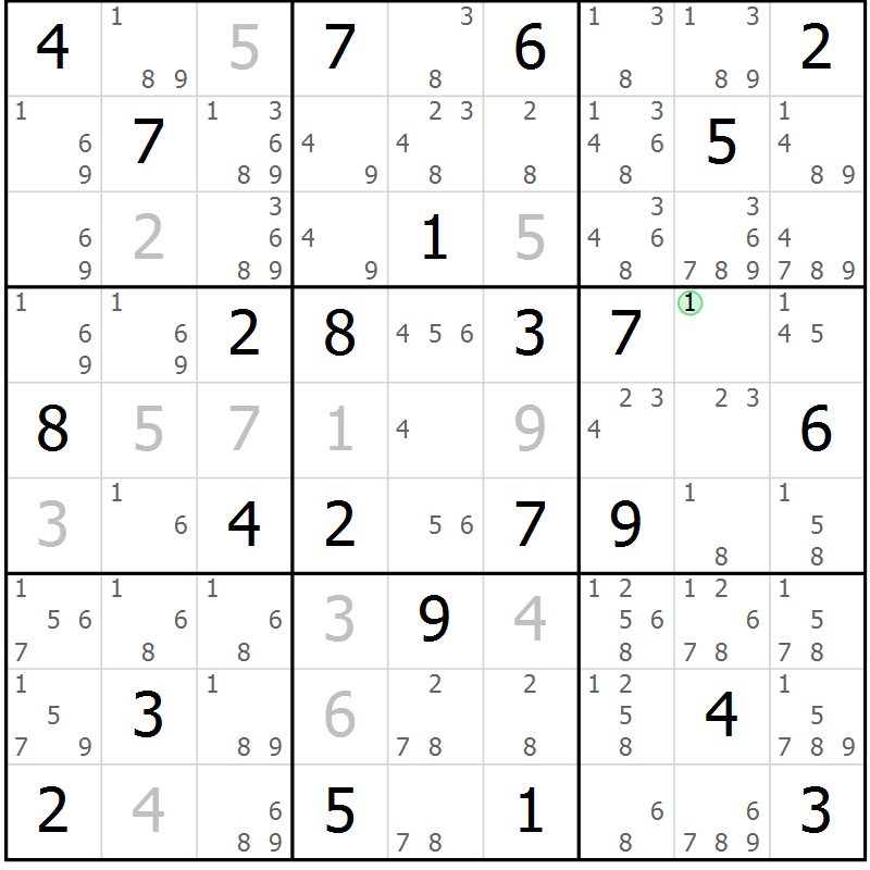 Position des candidats pour la solution de la Gr 39 page 42 du magazine de sudoku Virtuose n° 112