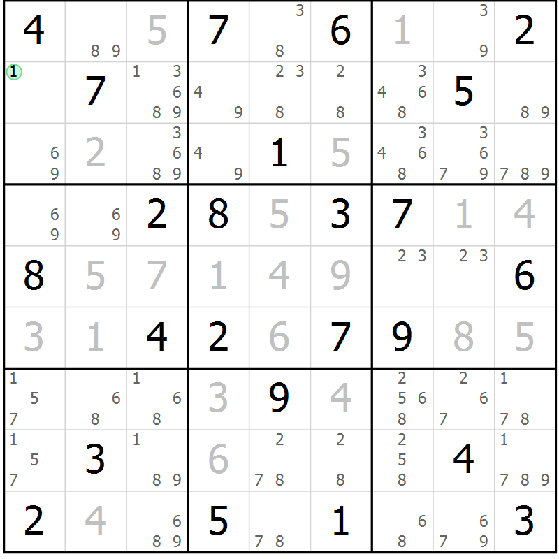 Position des candidats pour la solution de la Gr 39 page 42 du magazine de sudoku Virtuose n° 112