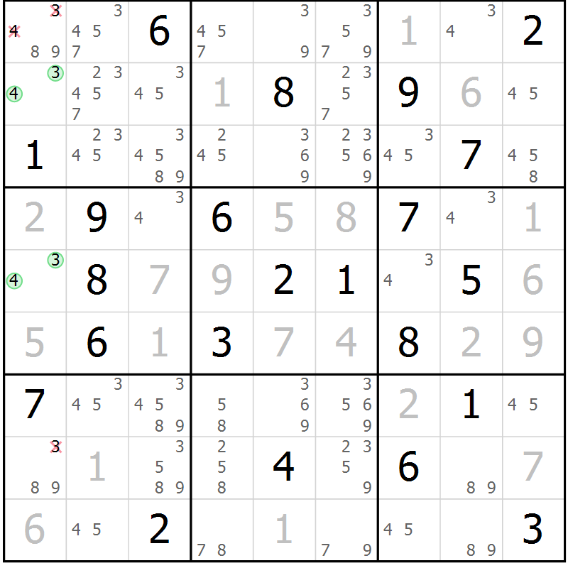 Position des candidats pour la solution de la Gr 4 page 7 du magazine de sudoku Virtuose n° 112