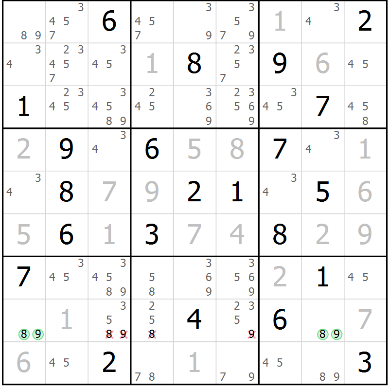 Position des candidats pour la solution de la Gr 4 page 7 du magazine de sudoku Virtuose n° 112