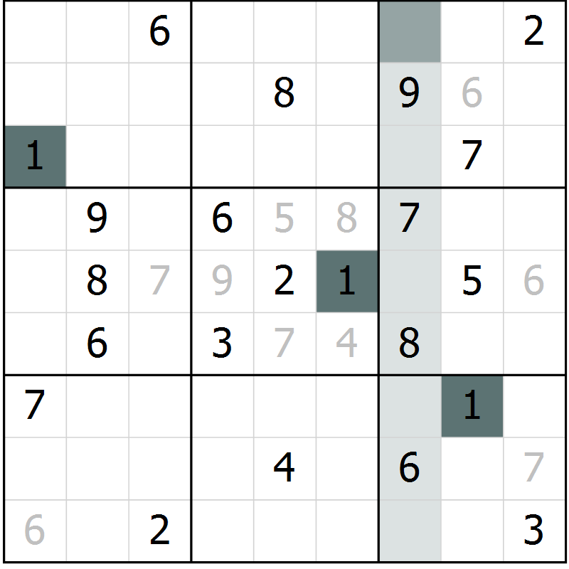 Position des candidats pour la solution de la Gr 4 page 7 du magazine de sudoku Virtuose n° 112
