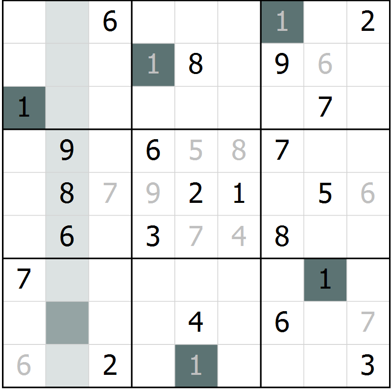 Position des candidats pour la solution de la Gr 4 page 7 du magazine de sudoku Virtuose n° 112