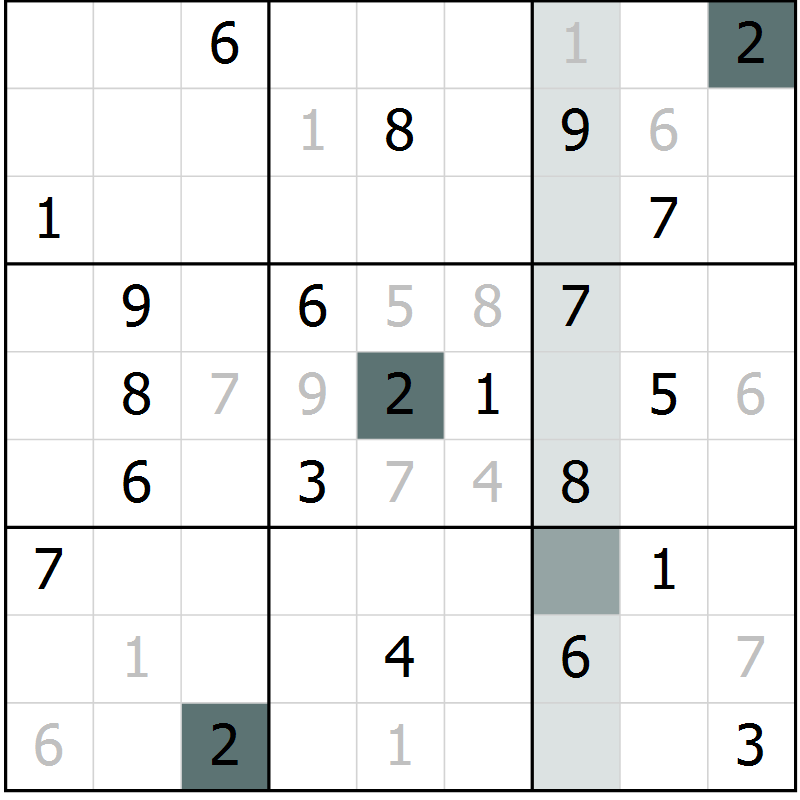 Position des candidats pour la solution de la Gr 4 page 7 du magazine de sudoku Virtuose n° 112