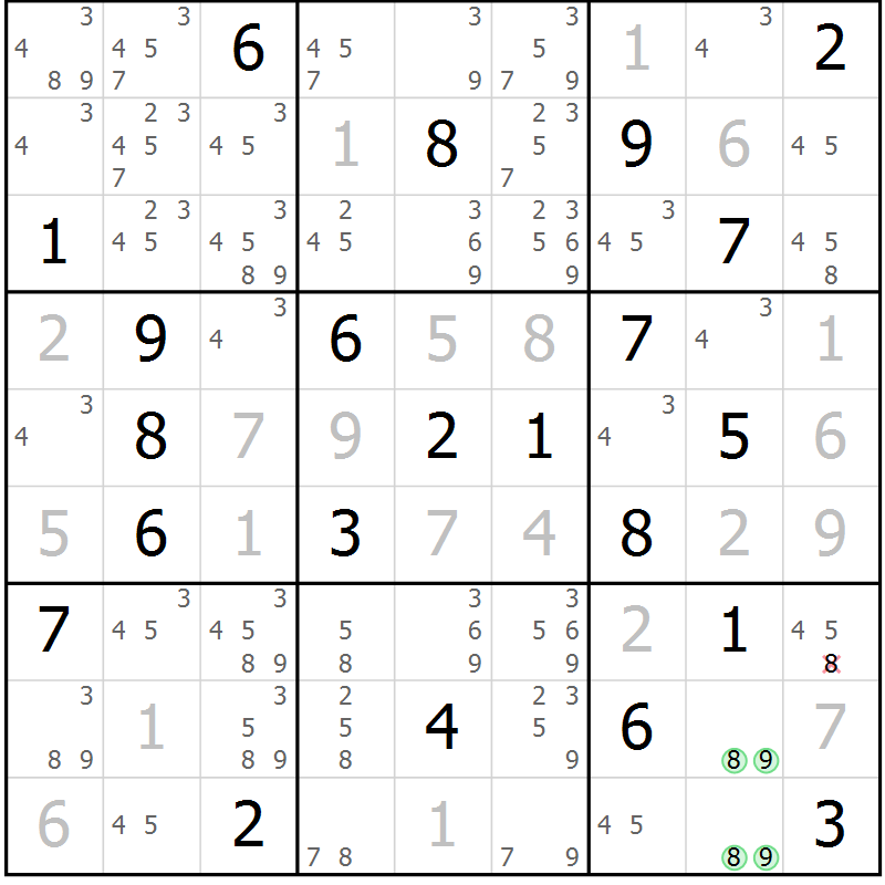 Position des candidats pour la solution de la Gr 4 page 7 du magazine de sudoku Virtuose n° 112