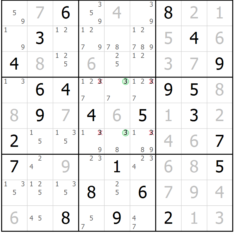 Position des candidats pour la solution de la Gr 40 page 43 du magazine de sudoku Virtuose n° 112