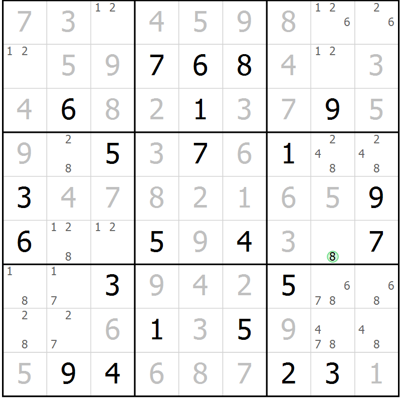 Position des candidats pour la solution de la Gr 41 page 44 du magazine de sudoku Virtuose n° 112