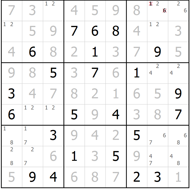 Position des candidats pour la solution de la Gr 41 page 44 du magazine de sudoku Virtuose n° 112