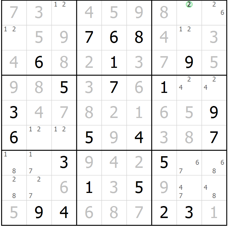 Position des candidats pour la solution de la Gr 41 page 44 du magazine de sudoku Virtuose n° 112