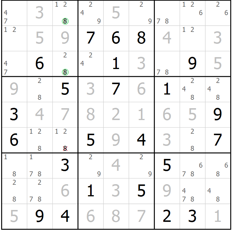 Position des candidats pour la solution de la Gr 41 page 44 du magazine de sudoku Virtuose n° 112