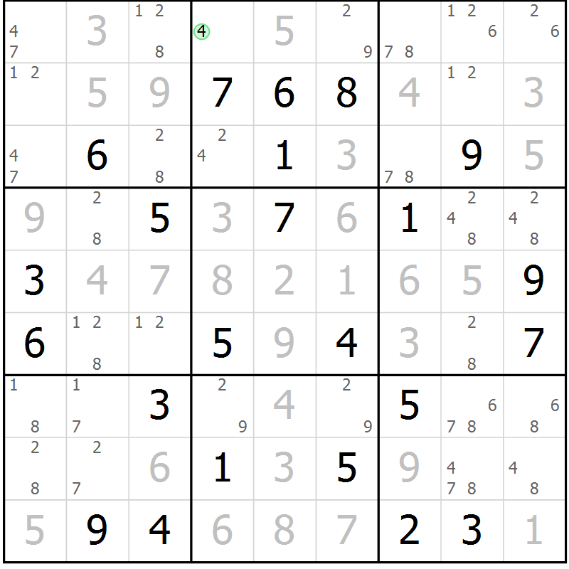 Position des candidats pour la solution de la Gr 41 page 44 du magazine de sudoku Virtuose n° 112