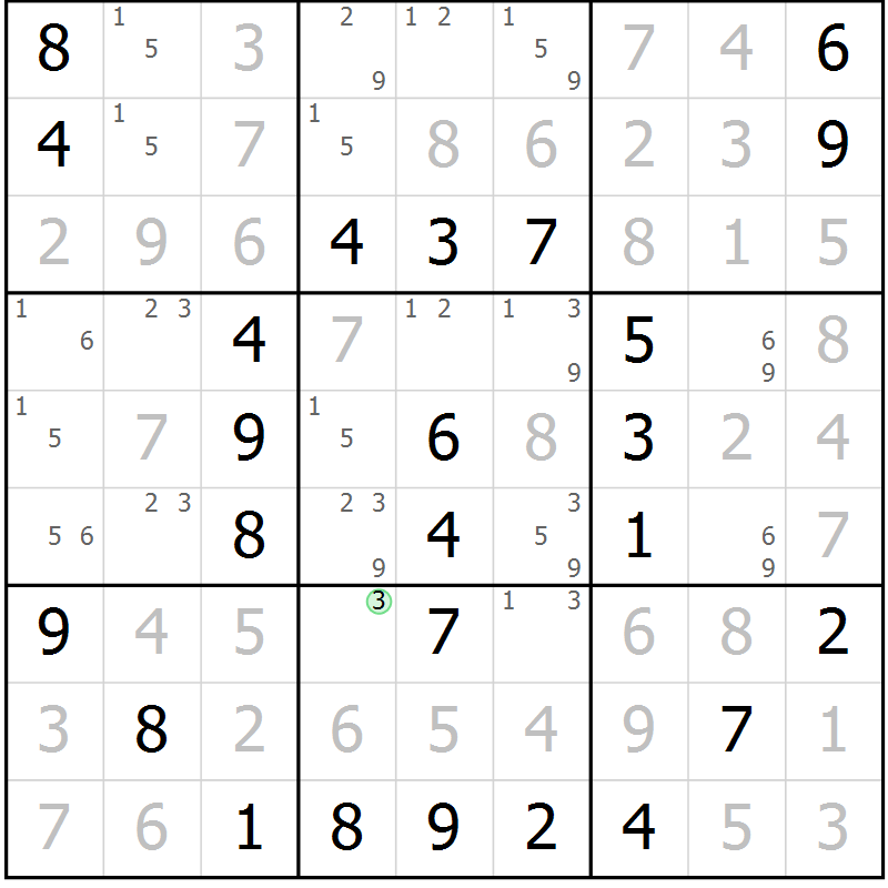 Position des candidats pour la solution de la Gr 42 page 45 du magazine de sudoku Virtuose n° 112