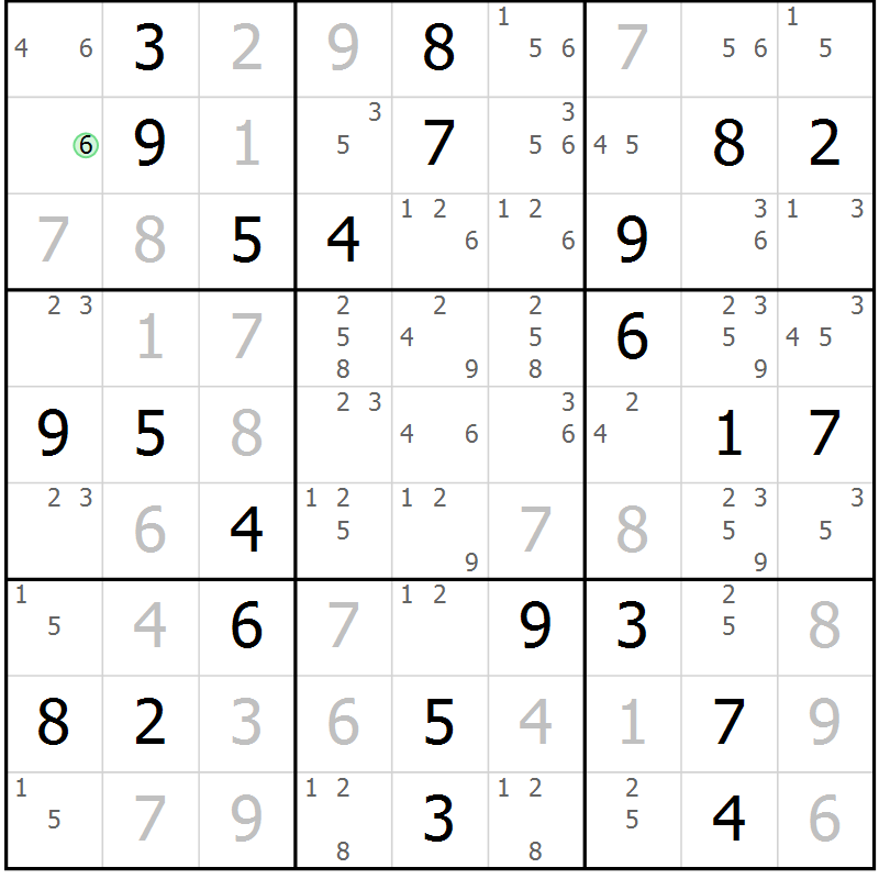 Position des candidats pour la solution de la Gr 43 page 46 du magazine de sudoku Virtuose n° 112