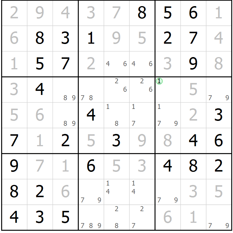 Position des candidats pour la solution de la Gr 44 page 47 du magazine de sudoku Virtuose n° 112