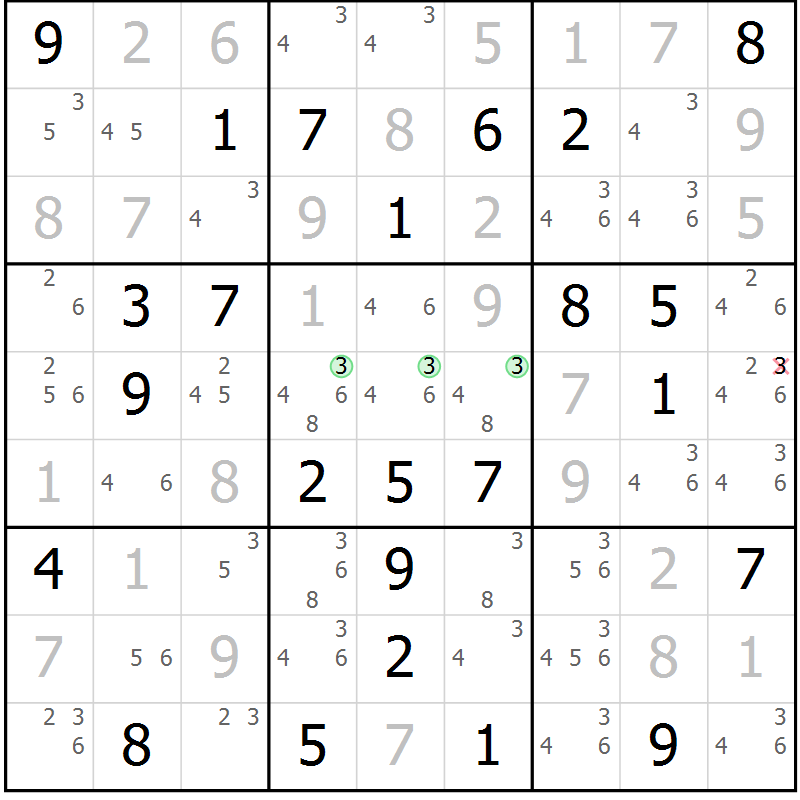 Position des candidats pour la solution de la Gr 46 page 49 du magazine de sudoku Virtuose n° 112