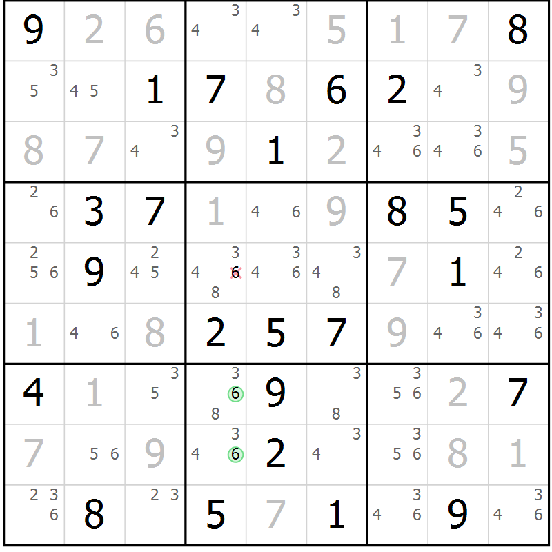 Position des candidats pour la solution de la Gr 46 page 49 du magazine de sudoku Virtuose n° 112