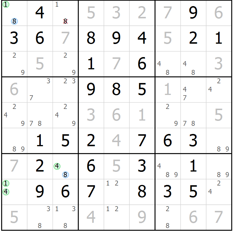 Position des candidats pour la solution de la Gr 47 page 50 du magazine de sudoku Virtuose n° 112