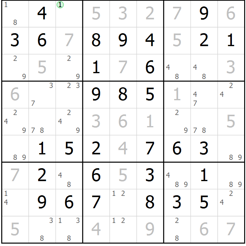 Position des candidats pour la solution de la Gr 47 page 50 du magazine de sudoku Virtuose n° 112