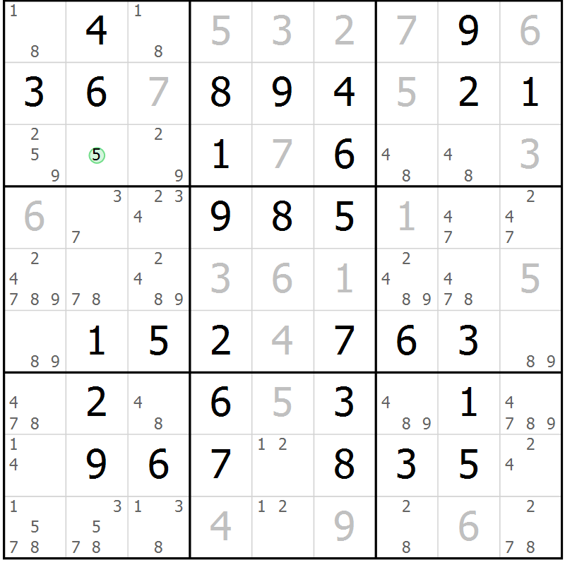 Position des candidats pour la solution de la Gr 47 page 50 du magazine de sudoku Virtuose n° 112