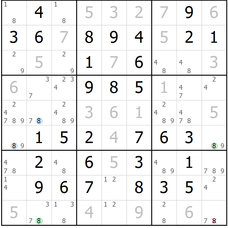 Position des candidats pour la solution de la Gr 47 page 50 du magazine de sudoku Virtuose n° 112