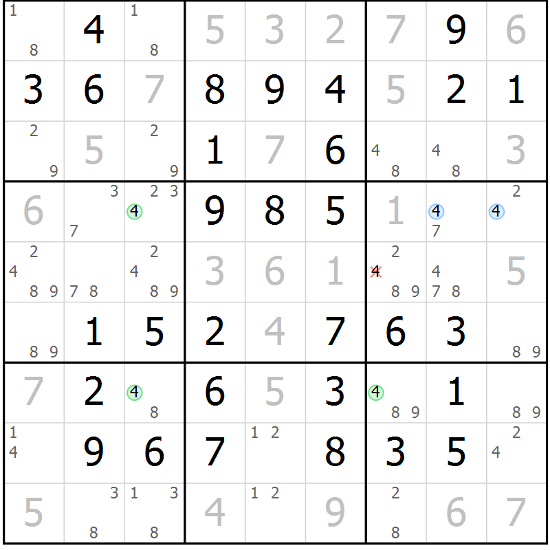 Position des candidats pour la solution de la Gr 47 page 50 du magazine de sudoku Virtuose n° 112