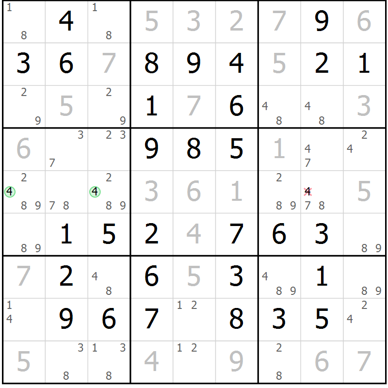 Position des candidats pour la solution de la Gr 47 page 50 du magazine de sudoku Virtuose n° 112