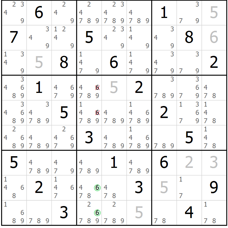 Position des candidats pour la solution de la Gr 48 page 51 du magazine de sudoku Virtuose n° 112