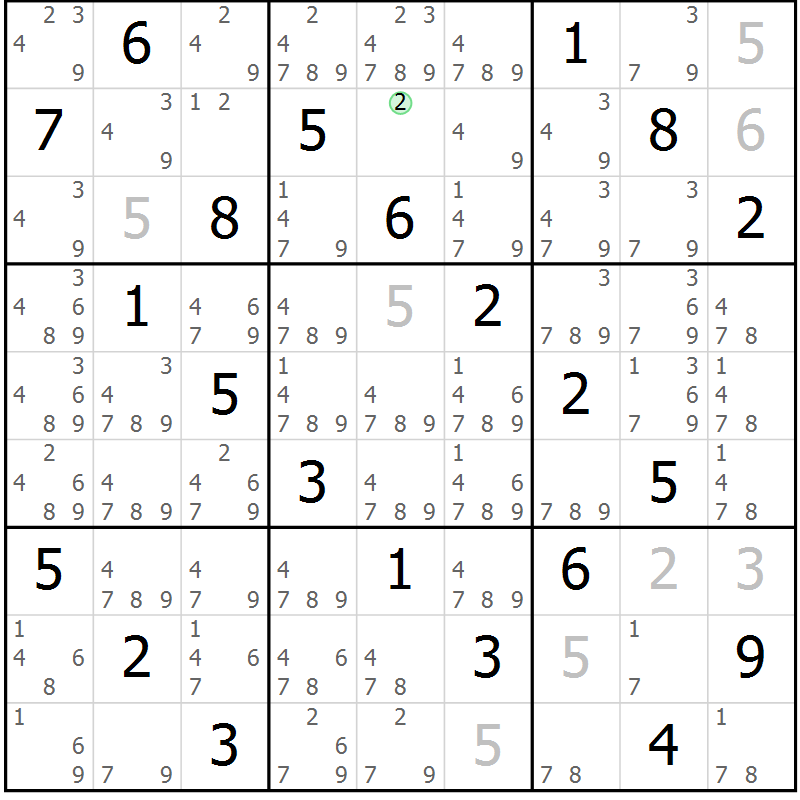 Position des candidats pour la solution de la Gr 48 page 51 du magazine de sudoku Virtuose n° 112