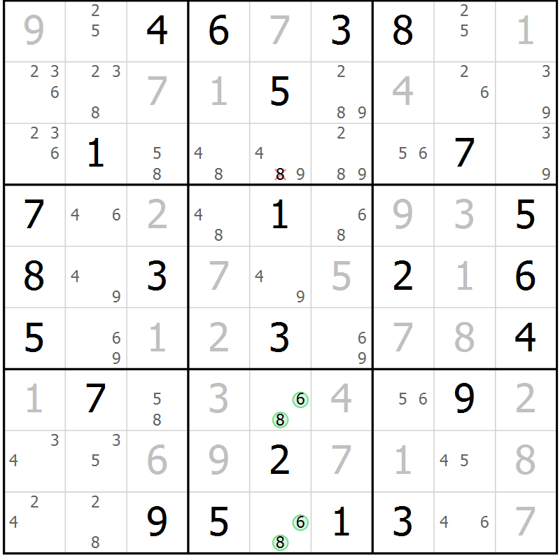 Position des candidats pour la solution de la Gr 49 page 52 du magazine de sudoku Virtuose n° 112